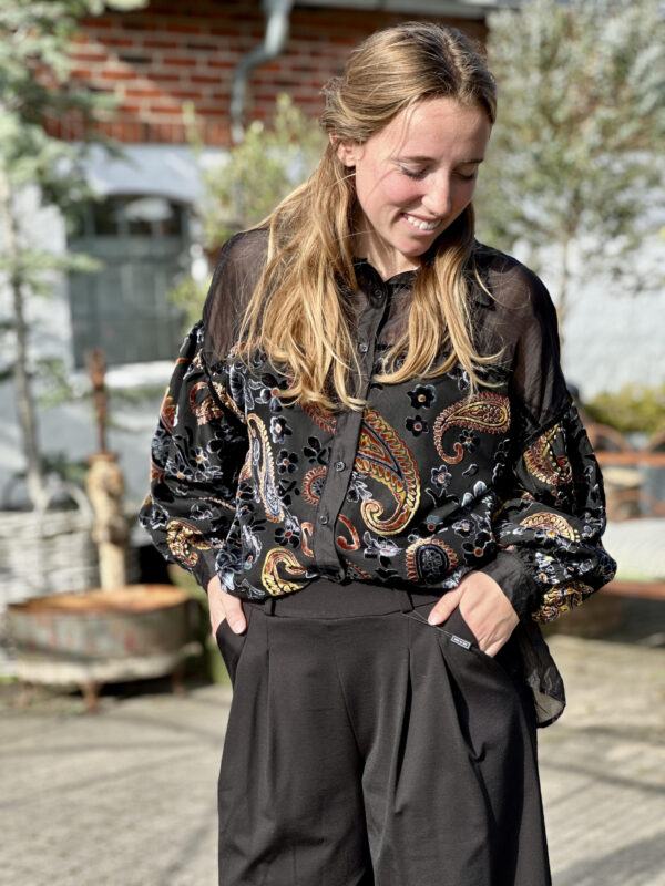 Dot Collection | Sort Bluse med Velour