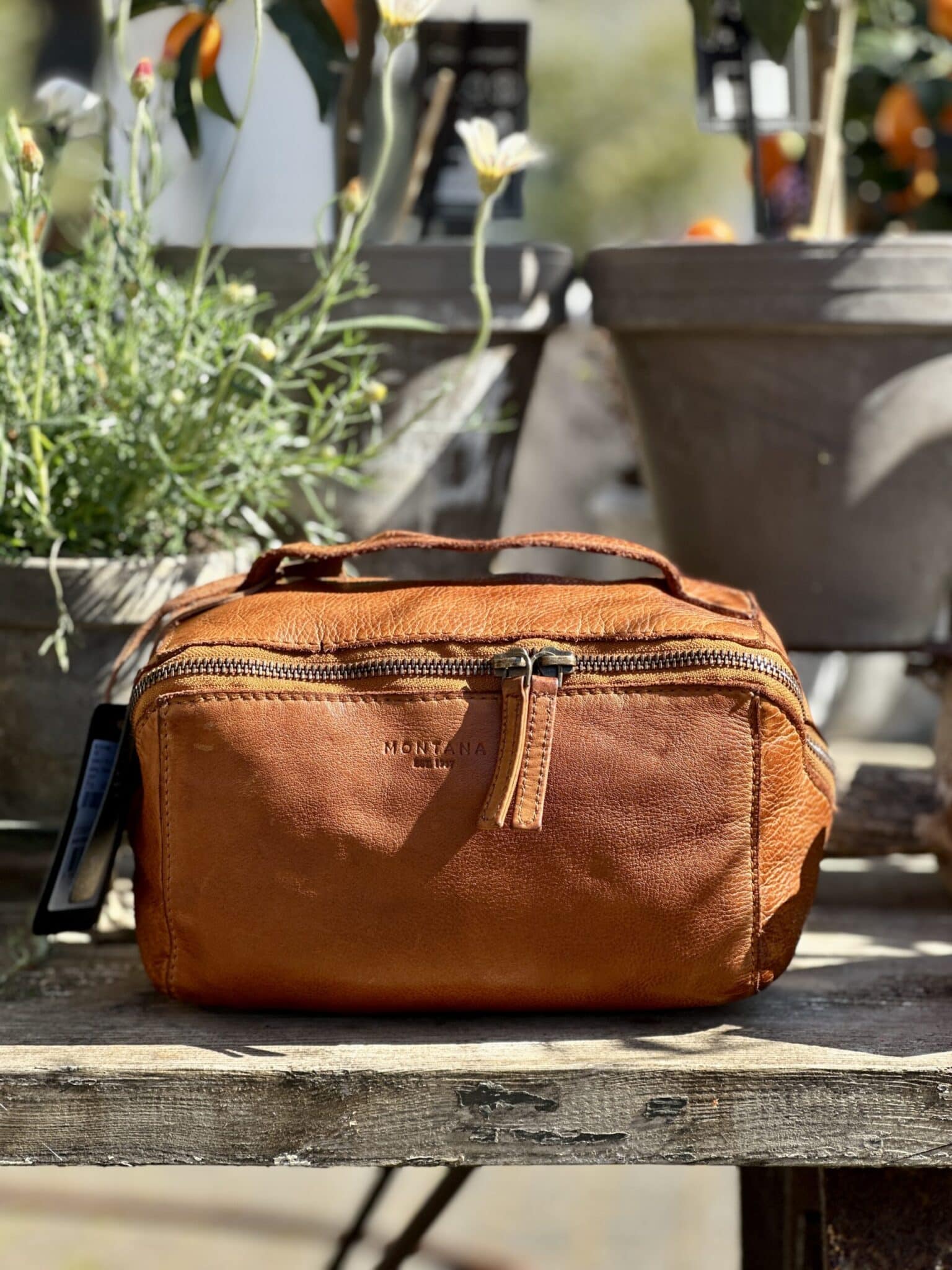 Austin toiletbag | Cognac | Mellem