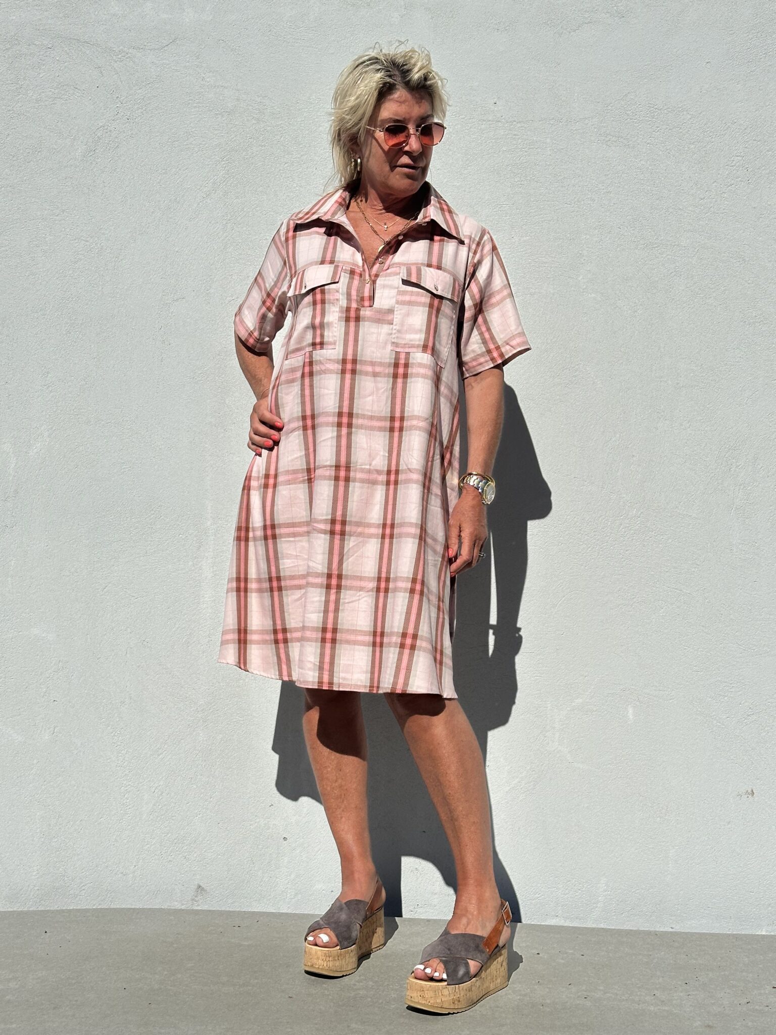 Gaspar | Nice check dress | Rose